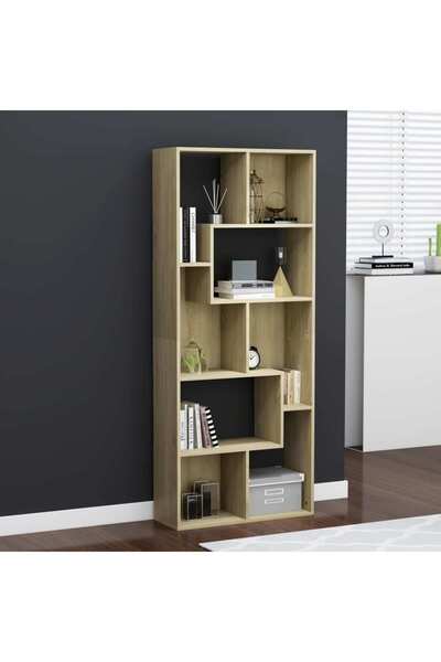 vidaxl Book Cabinet Sonoma Oak 67x24x161 cm Engineered Wood