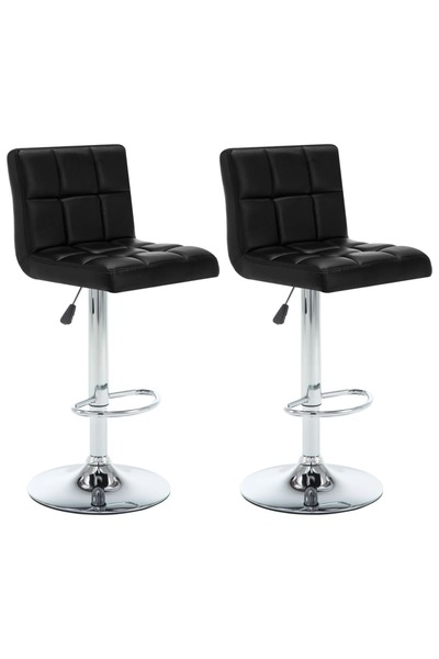 vidaxl كرسيان بار من الجلد الصناعي الأسود، قطعتان