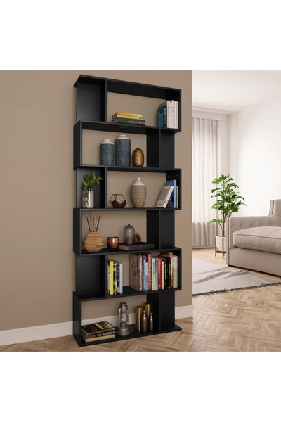 vidaxl Book Cabinet/Room Divider Black 80x24x192 cm Engineered Wood