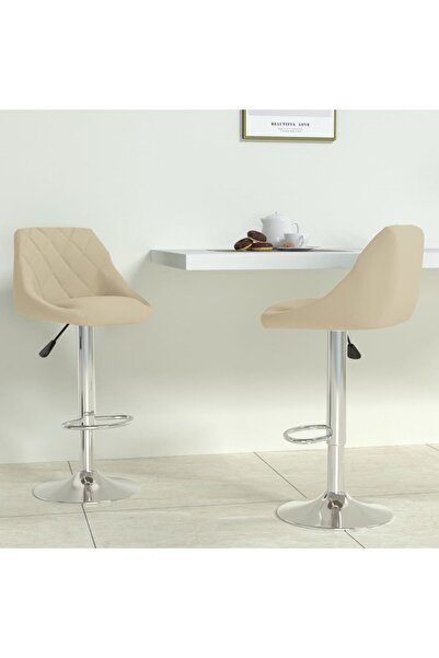 vidaxl كرسيان بار من المخمل الكريمي، قطعتان