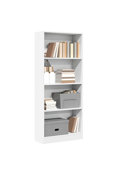 vidaxl خزانة كتب بيضاء 60×24×143 سم مصنوعة من الخشب المصنّع