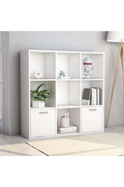 vidaxl خزانة كتب بيضاء 98×30×98 سم مصنوعة من الخشب المصنّع