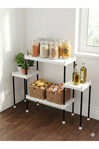 Lider Tunç TUNİVA NİVA Çok Amaçlı Mutfak Rafı: 4 Raflı Modüler Kiler Sistemi ...