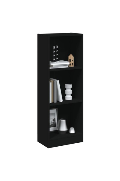 vidaxl 3-Tier Book Cabinet Black 40x24x109 cm Engineered Wood