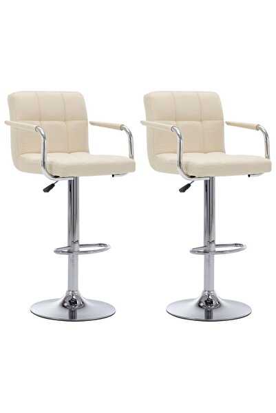 vidaxl كرسيان بار من القماش الكريمي