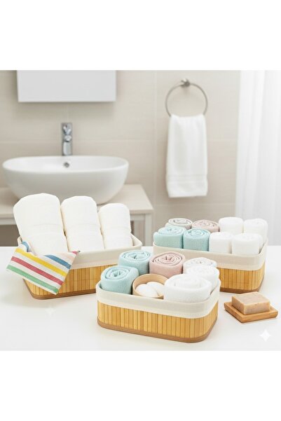 keyfisepet en keyifli sepet Doğal Bambu Banyo Düzenleyici Sepet Seti 3’lü – Ş...