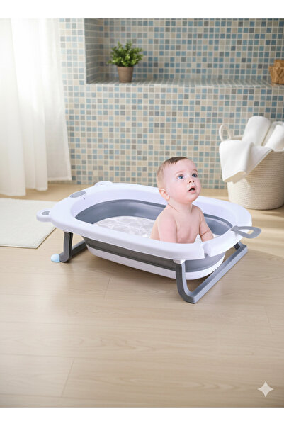 Baby حوض استحمام للأطفال قابل للطي مع أرجل داعمة –بانيو محمول ومريح للأطفال ا...