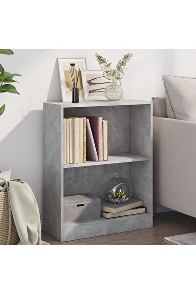 vidaxl رف كتب من الخشب المصنّع، لون رمادي خرساني، أبعاده 60×24×76 سم