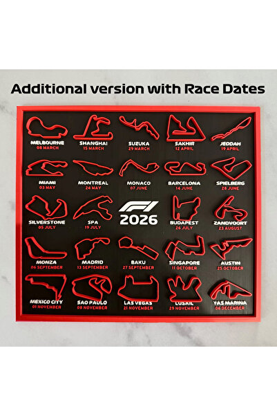 Fam Design F1 Tracks 3D Frame - 2026 Racing Ranking Formula One Racing Track ...