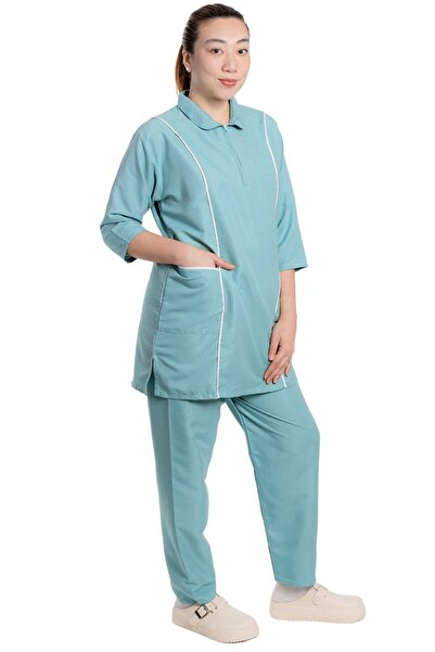 ABSHIR Housemaid/Khadama/Nanny Uniform Set, cotton 3/4 Sleeve Tunic with Whit...