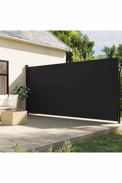 vidaxl مظلة جانبية قابلة للسحب، سوداء، 220 × 300 سم