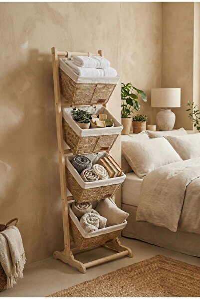 Noor A 4-piece natural fiber basket set with a stylish, high-quality, detacha...