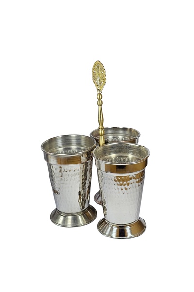 Zinnun Handmade 3-Piece Copper Spoon Rest – Desktop Organizer with Stand