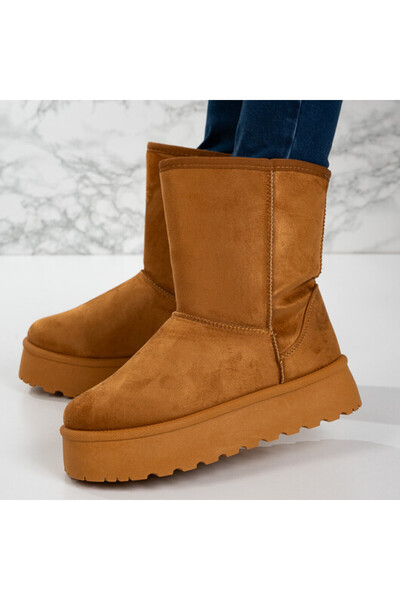 Sofia Store UG Fur-lined Boots Made of Premium Suede Leather Camel Ania