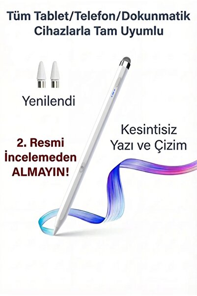Fibaks Dokunmatik Kalem 2in1 Tüm Cihazlara Uyumlu Tablet Kalemi Telefon Andro...