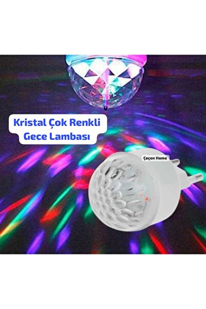 ÇEÇEN HOME 1 Adet Yuvarlak Kristal Gece Lambası Anahtarlı Çok Renkli Gece Lam...