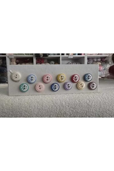 shop 60 Adet Ay Dede Motifli Karışık Renkli Çocuk Düğme Seti - 1.5 cm