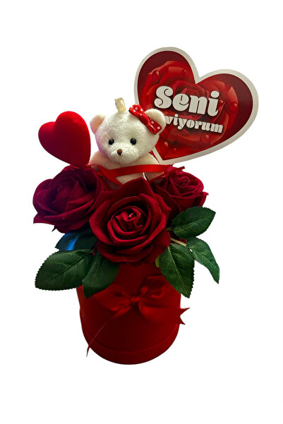 marimari Peluş Ayıcıklı 5 yapay kadife güllü Led ışıklı arkadaşa , sevgiliye ...