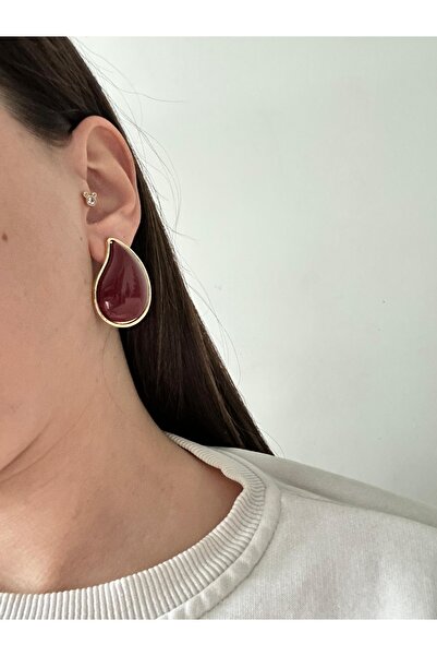 Charmist أقراط فولاذية بلون بوردو