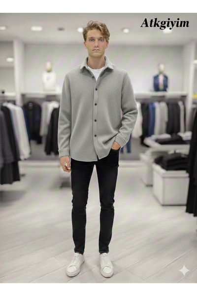 ATKGİYİM Erkek 4 renk seçeneği Kaşe Gömlek - Kışlık ve Baharlık Gömlek Ceket