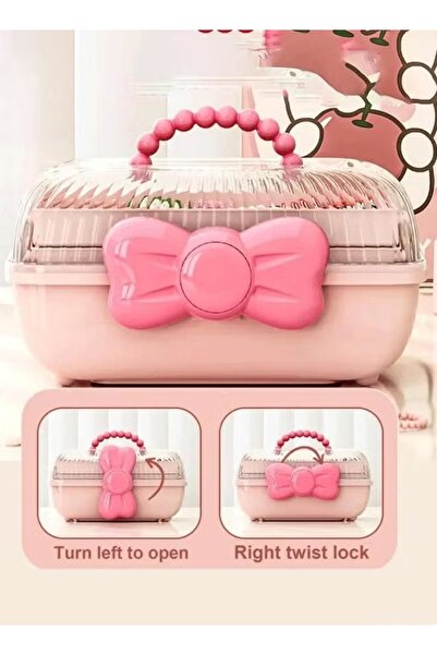 Generic 3-Layer Kids Hair Accessories Organizer with Bowknot Lock Jewelry Box...