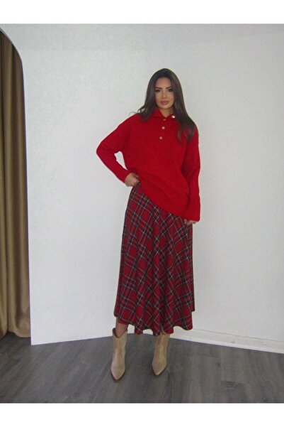 Coral Zincir Kemerli Etek 7670A Kırmızı