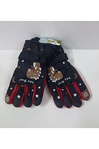 ydn Dino Figürlü Çocuk Kar ve Kayak Eldiveni Su ve Rüzgar Geçirmez (7-11 yaş)
