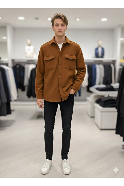 ATKGİYİM Men's 5-Color Pocket Oversized Look Cashmere Shirt - Lumberjack Styl...