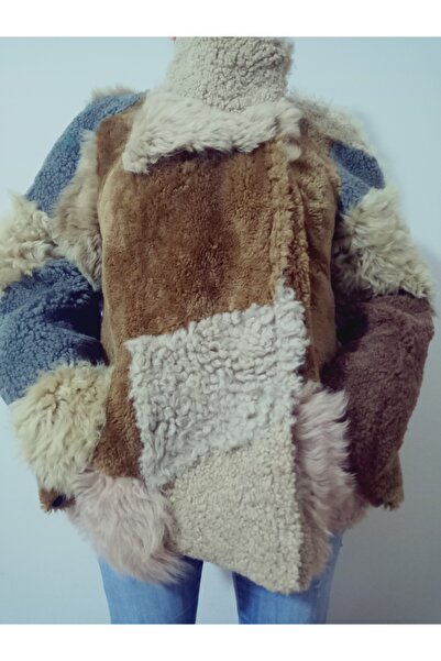 hoaryage Patchwork Fur Inside-Genuine Leather Outside Lambskin Coat, Jacket, ...