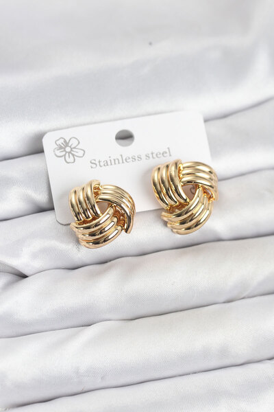 Skygo 316L Steel Gold Color Spiral Model Women's Earrings - Tj-Bkp11578