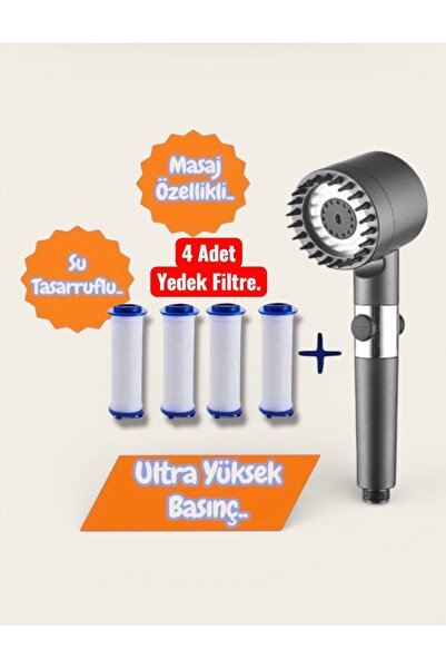TRUVA 4 Adet yedek filtreli su tasarruflu ve kireç önleyici özellikli masajlı...