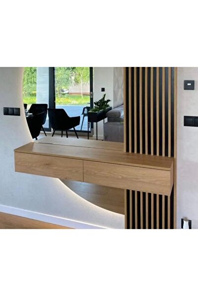 Dresuar CEVİZ RENGİ KAHVE TONLU İKİ KAPAKLI KULPSUZ MODEL (85x28x28 )