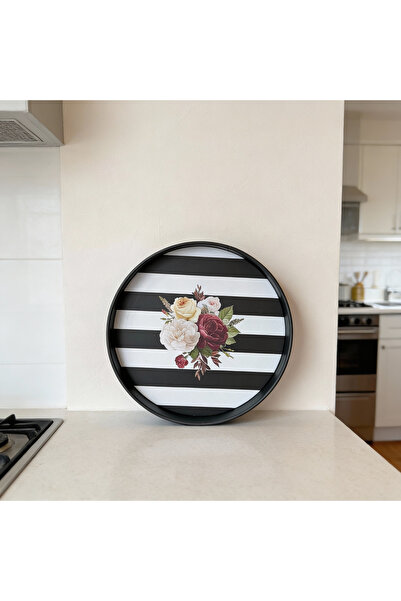 SweetHomes`s Dekoratif Yuvarlak Metal Tepsi – Vintage & Pastel Tasarımlı