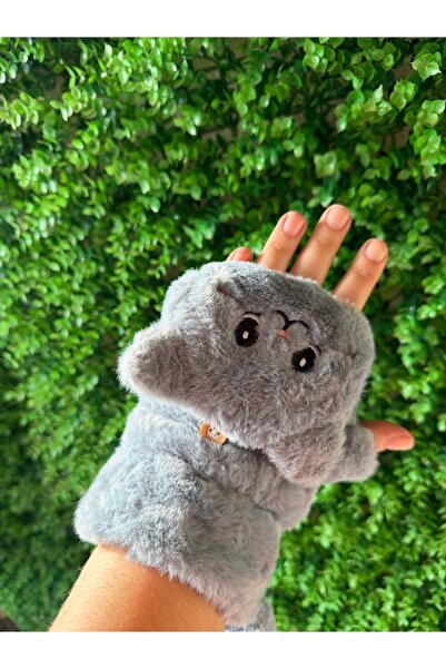 LOVE Sevimli Kedi Özel Tasarım Kapaklı Peluş Eldiven