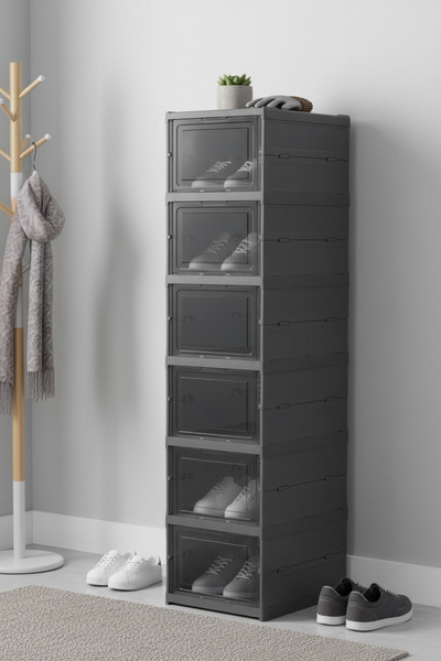 moontime alaçatı 6 Katlı Çok Amaçlı Katlanabilir Ayakkabılık ve Dolap
