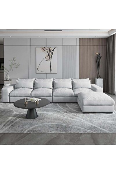 Palma homez | Sleek Scandinavian L-Shape Sofa - Light Gray - 300x200x90x80 cm