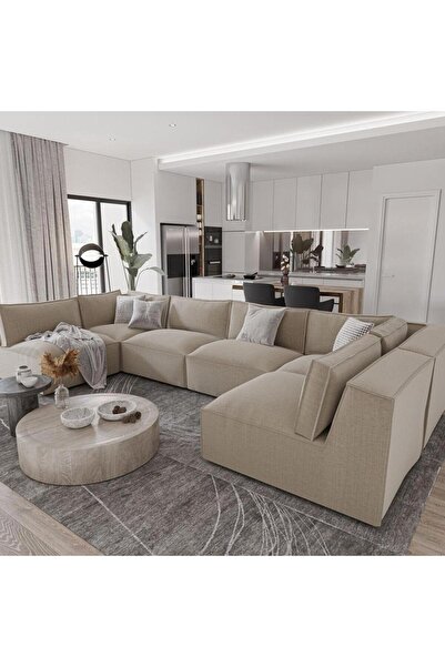 Palma homez | Cozy Corner L-Shape Sofa - Beige - 340x217x100x80 cm