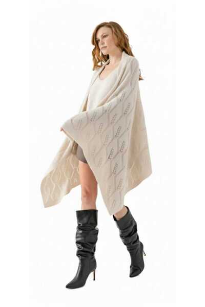 Cebe Thick Lace-Like Knit Knitwear Shoulder Shawl – Stylish and Comfortable W...