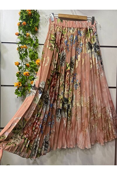 edu collection Patterned Chiffon Bell Skirt with Lining