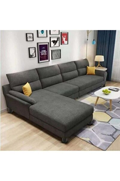 homejoyz | Luxe Lounge L-Shape Sofa - Gray - 280x150x80x90 cm