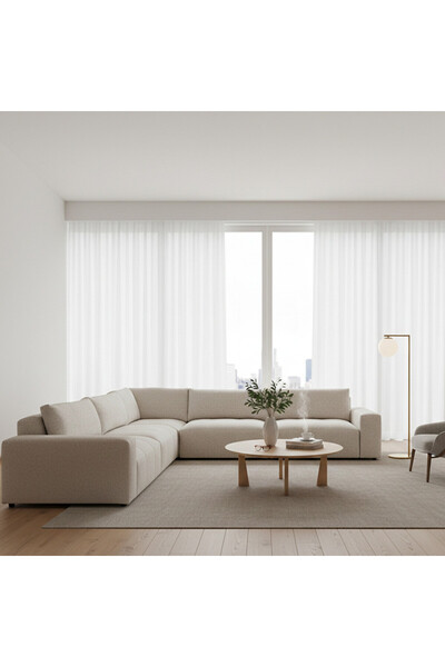 Palma homez | Luxe Fusion L-Shape Sofa – off white Chanel – 300×300×85 cm