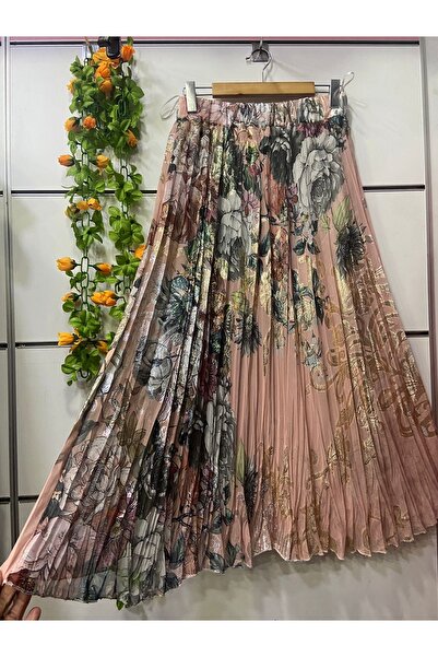 edu collection Patterned Chiffon Bell Skirt with Lining