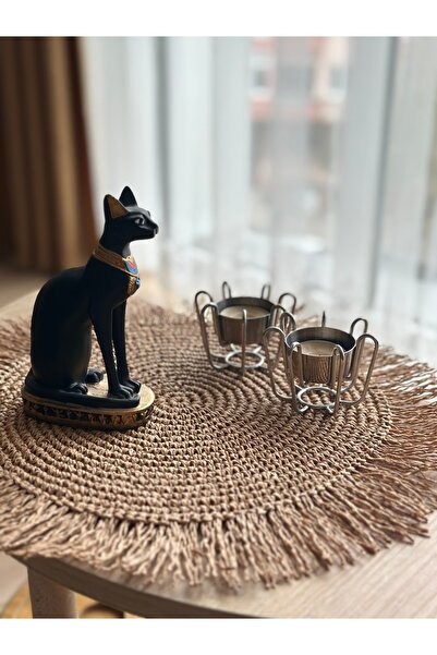 TrimArt Store El Yapımı Doğal Hasır Saçaklı püskül Yuvarlak Supla / Masa Örtü...