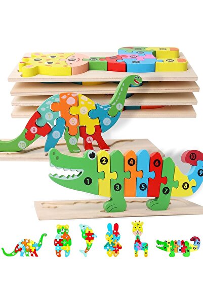 Beauenty ألغاز حيوانات خشبية للأطفال