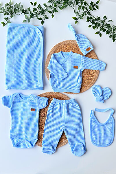 Baby 7 PARÇA WAFFLE HASTAHANE ÇIKIŞ SETİ MAVİ