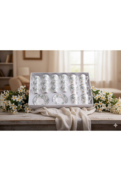 Generic Tea and coffee cup set with saucers, 24 pieces