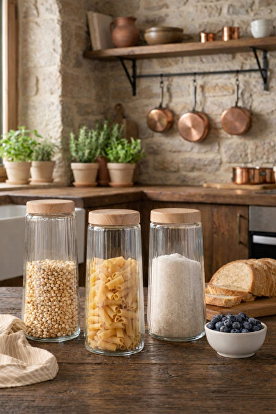 Mim Life Glass Jar 3 Pieces 1500 ml Food Storage Container