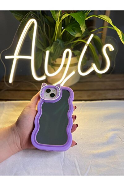 TELEFONAKSESUARI iPhone 13/14 Uyumlu Dalgalı Tasarım Kedi Kulaklı Kamera Koru...