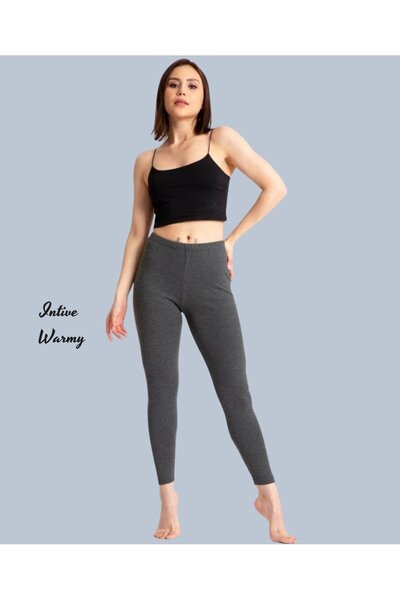 İntive Lingerie Seher 0304 Anthracite Gray Regular Waist Thermal Leggings/Und...