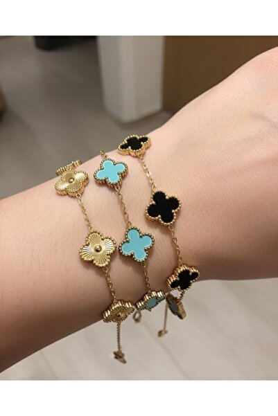 TUĞBATAKIAKSESUAR KADIN ÇELİK YONCA MODEL GOLD VAN CLEEF BİLEKLİK | ŞIK VE ZA...